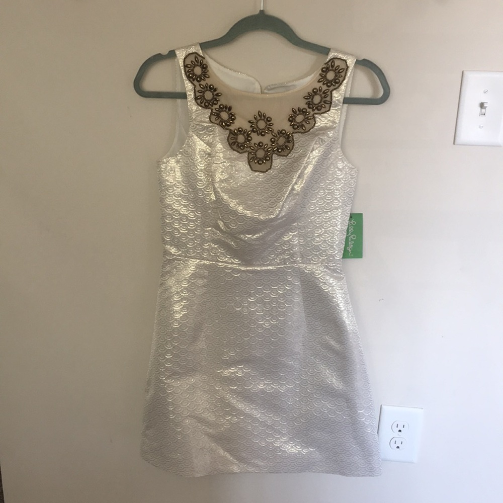 Lilly Pulitzer White and Gold Dress